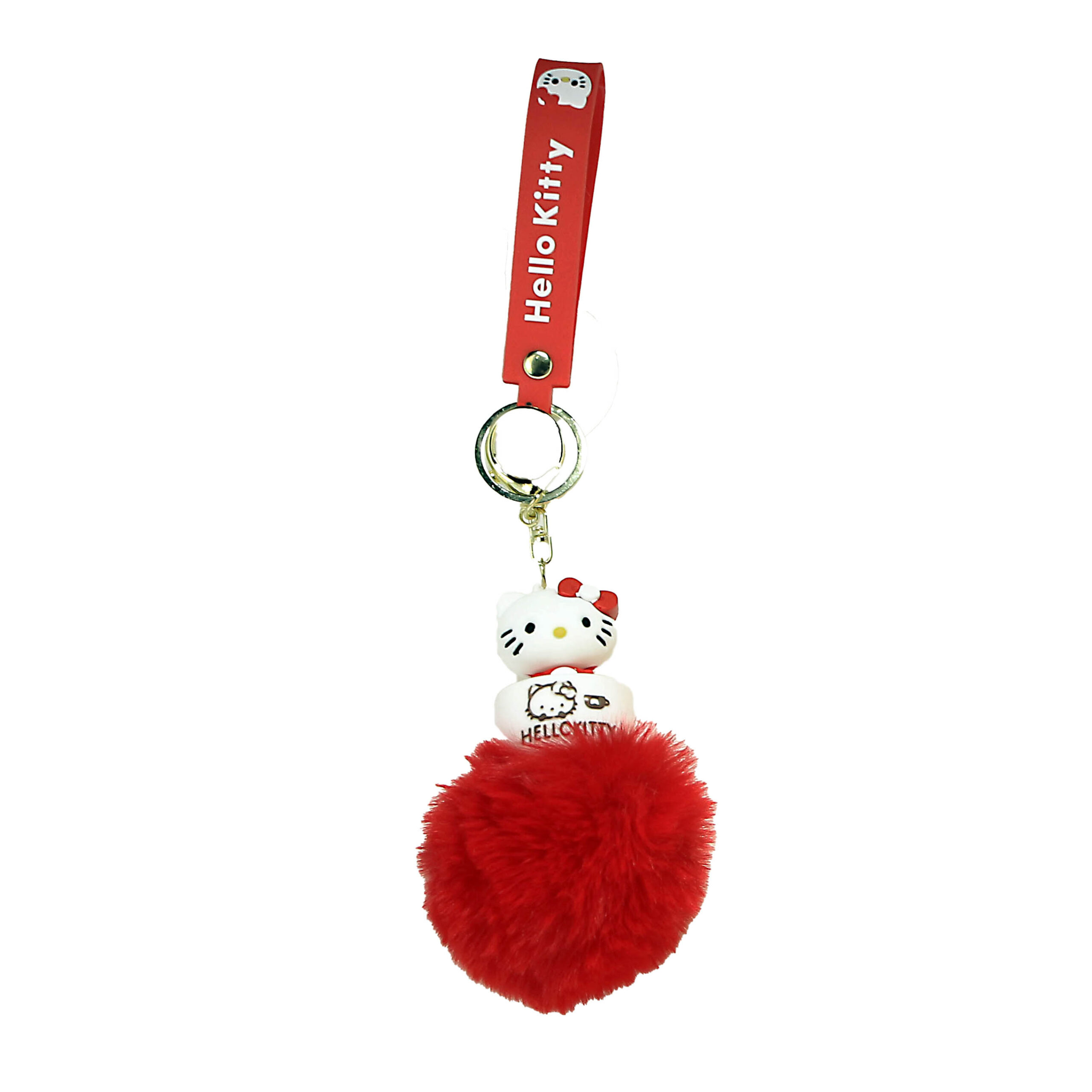 PSK-074 Pom Pom Puffy Keychain with Silicone Band – Hello Kitty – Red Hello Kitty Cake