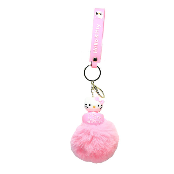 PSK-100 Pom Pom Puffy Keychain with Silicone Band - Hello Kitty - Pink Top of The Cake
