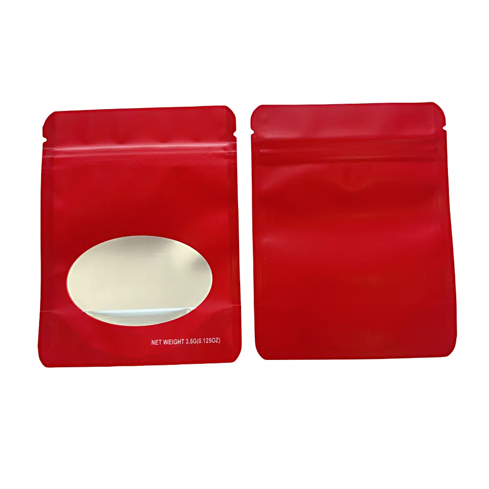 3.5g Blank Window Mylar Bag – Premium Packaging (Red) (50 Count) SMBW-35G-005