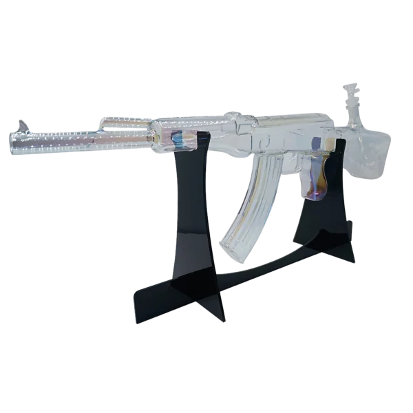 AK47-CLBW-003 - Get Lost AK47 Glass Water Pipe (Clear Rainbow) - Image 3
