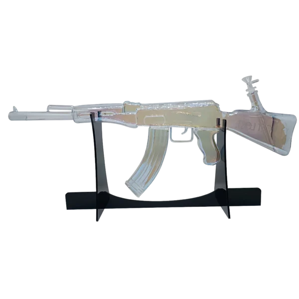 AK47-CLBW-003 - Get Lost AK47 Glass Water Pipe (Clear Rainbow)