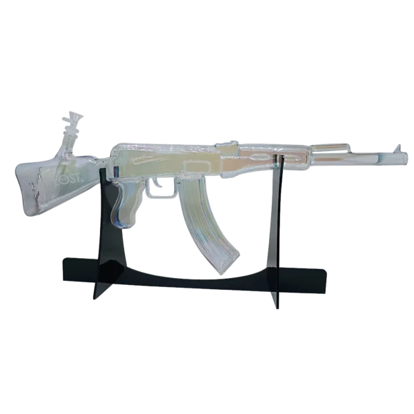AK47-CLBW-003 - Get Lost AK47 Glass Water Pipe (Clear Rainbow) - Image 2