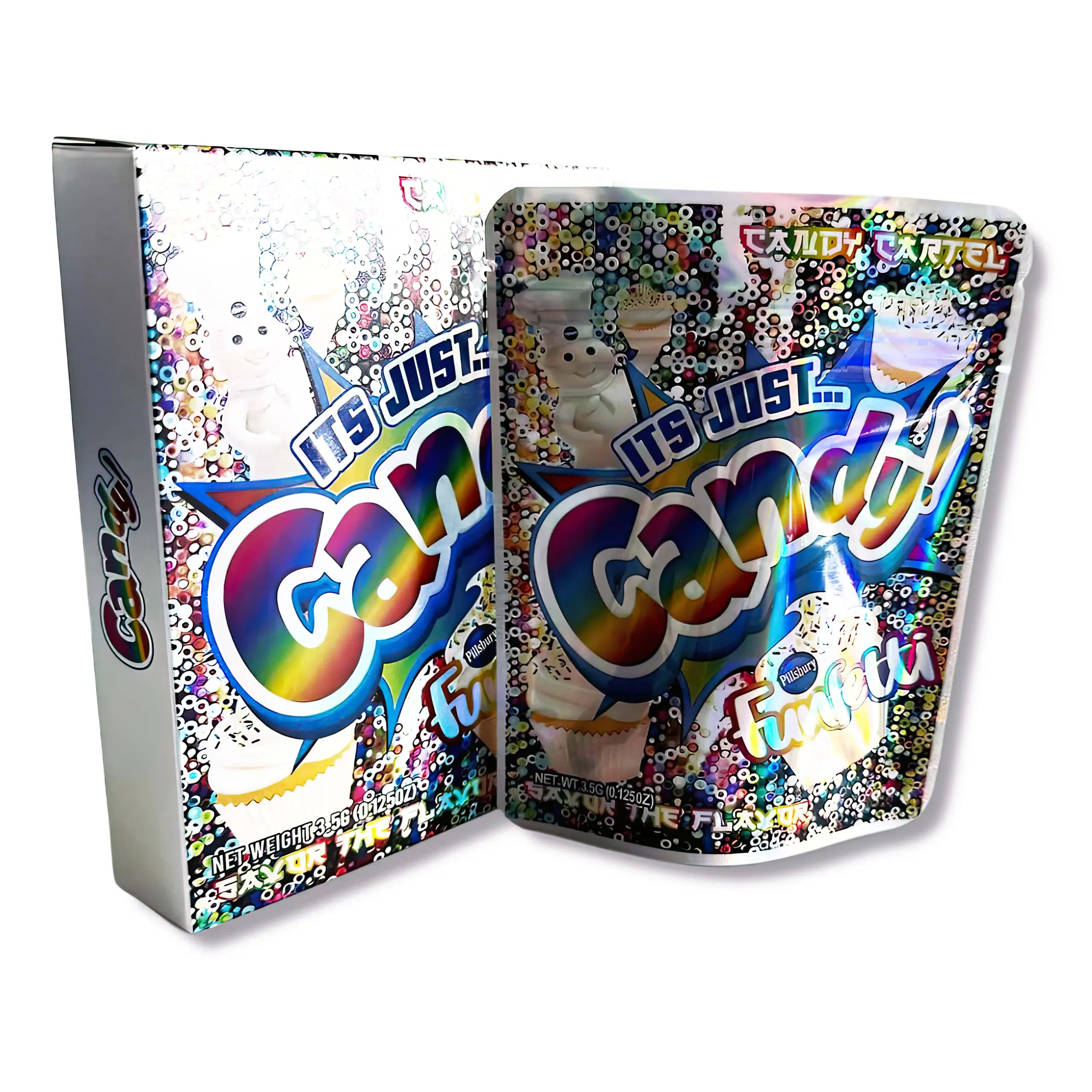 Bag-n-Box 3.5g Mylar Packaging Set – (25 Count Bags) + (25 Count) Display Boxes – Its Just Candy FunFetti BAGNBOX-034