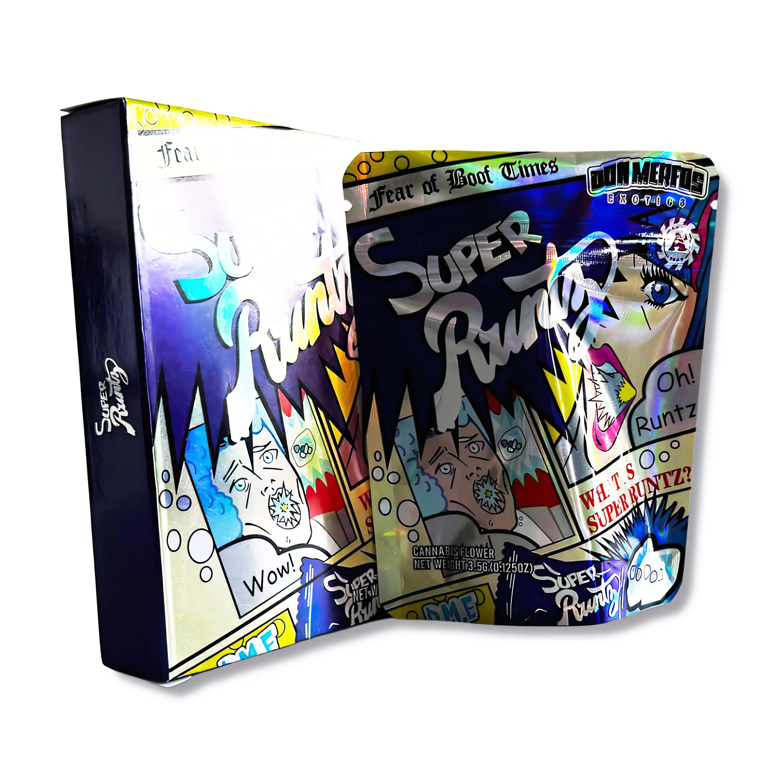 Bag-n-Box 3.5g Mylar Packaging Set – (25 Count Bags) + (25 Count) Display Boxes – Super Runtz BAGNBOX-058