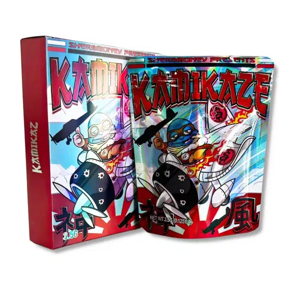 Bag-n-Box 3.5g Mylar Packaging Set – (25 Count Bags) + (25 Count) Display Boxes - Kamikaze BAGNBOX-069