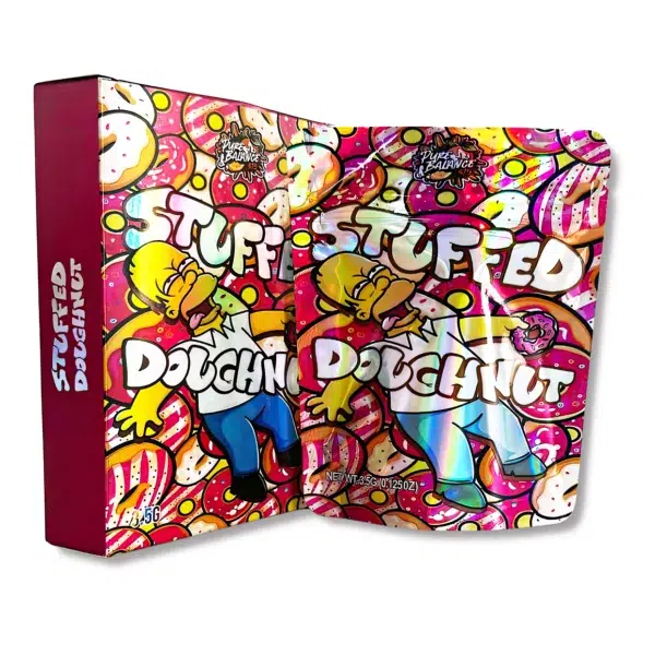 Bag-n-Box 3.5g Mylar Packaging Set – (25 Count Bags) + (25 Count) Display Boxes - Stuffed Doughnut BAGNBOX-077