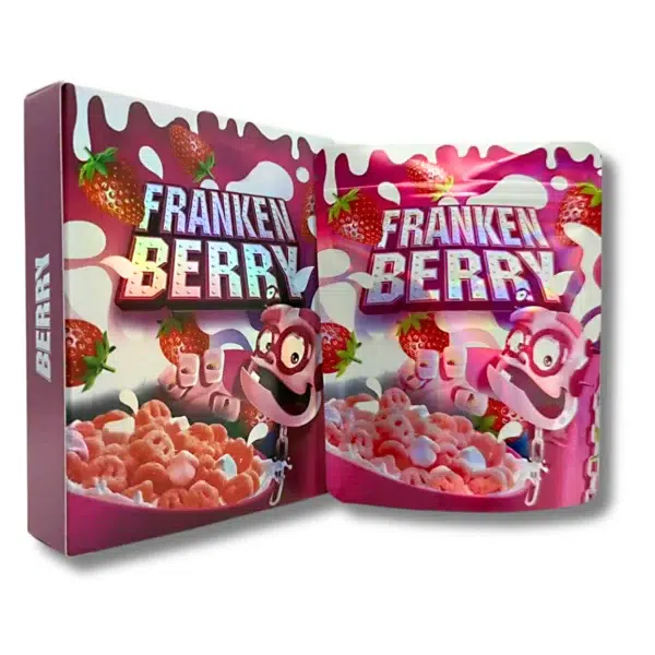 Bag-n-Box 3.5g Mylar Packaging Set – (25 Count Bags) + (25 Count) Display Boxes - Franken Berry BAGNBOX-083