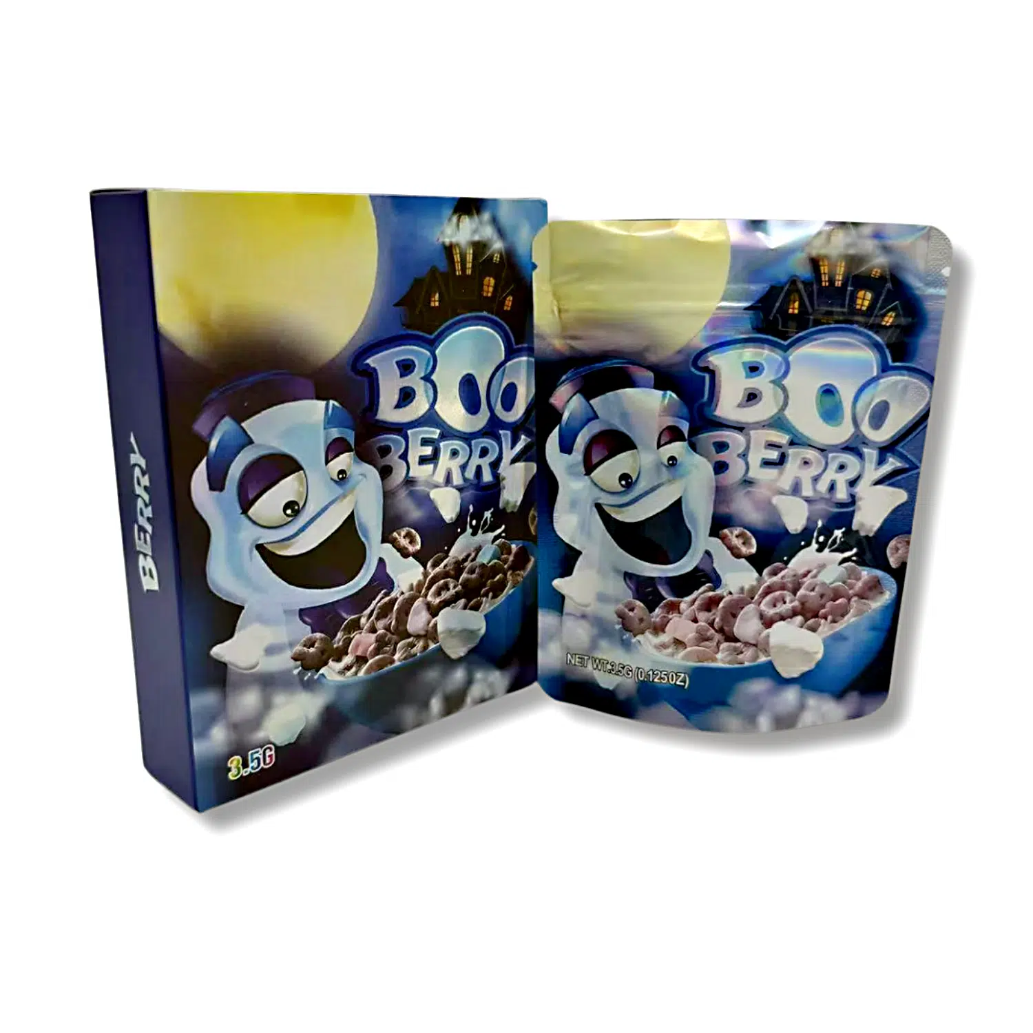 Bag-n-Box 3.5g Mylar Packaging Set – (25 Count Bags) + (25 Count) Display Boxes – Boo Berry BAGNBOX-102