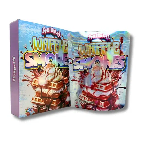 Bag-n-Box 3.5g Mylar Packaging Set – (25 Count Bags) + (25 Count) Display Boxes - Sprinklez Waffle Smores BAGNBOX-114