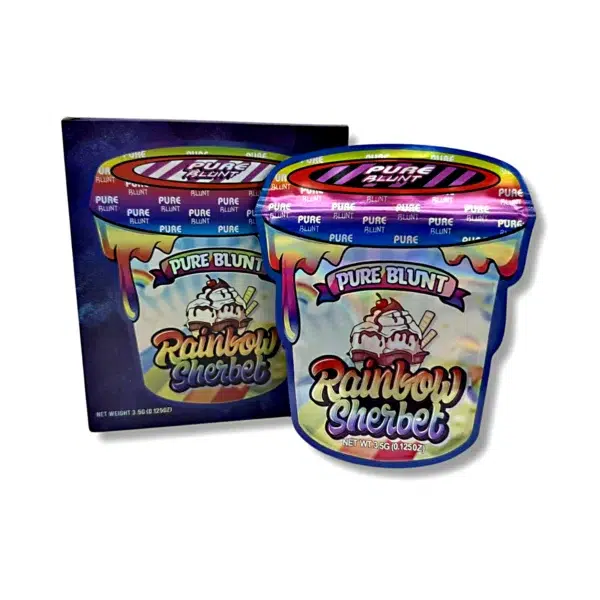 Bag-n-Box 3.5g Mylar Packaging Set – (25 Count Bags) + (25 Count) Display Boxes - Pure Blunt Rainbow Sherbet BAGNBOX-116