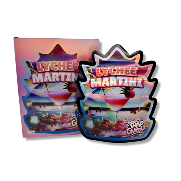 Bag-n-Box 3.5g Mylar Packaging Set – (25 Count Bags) + (25 Count) Display Boxes - Lychee Martini Trap Candy BAGNBOX-120