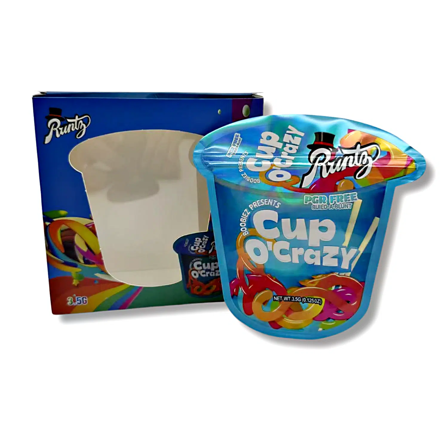 Bag-n-Box 3.5g Mylar Packaging Set – (25 Count Bags) + (25 Count) Display Boxes – Runtz Cup O’Crazy Blue BAGNBOX-125