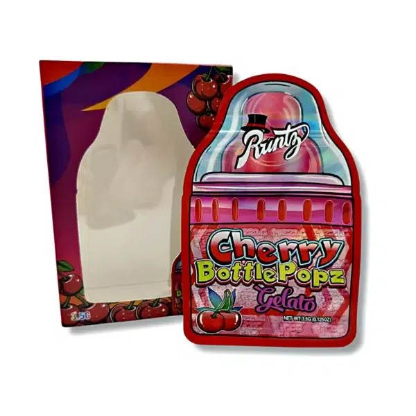 Bag-n-Box 3.5g Mylar Packaging Set – (25 Count Bags) + (25 Count) Display Boxes - Cherry Bottle Popz Gelato BAGNBOX-127