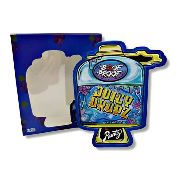 Bag-n-Box 3.5g Mylar Packaging Set – (25 Count Bags) + (25 Count) Display Boxes - Boof Proof Juicy Dropz BAGNBOX-129