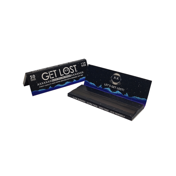 BRP-114-005 - Get Lost - Black Rolling Papers – (50 Count) (1 1/4") - Image 2