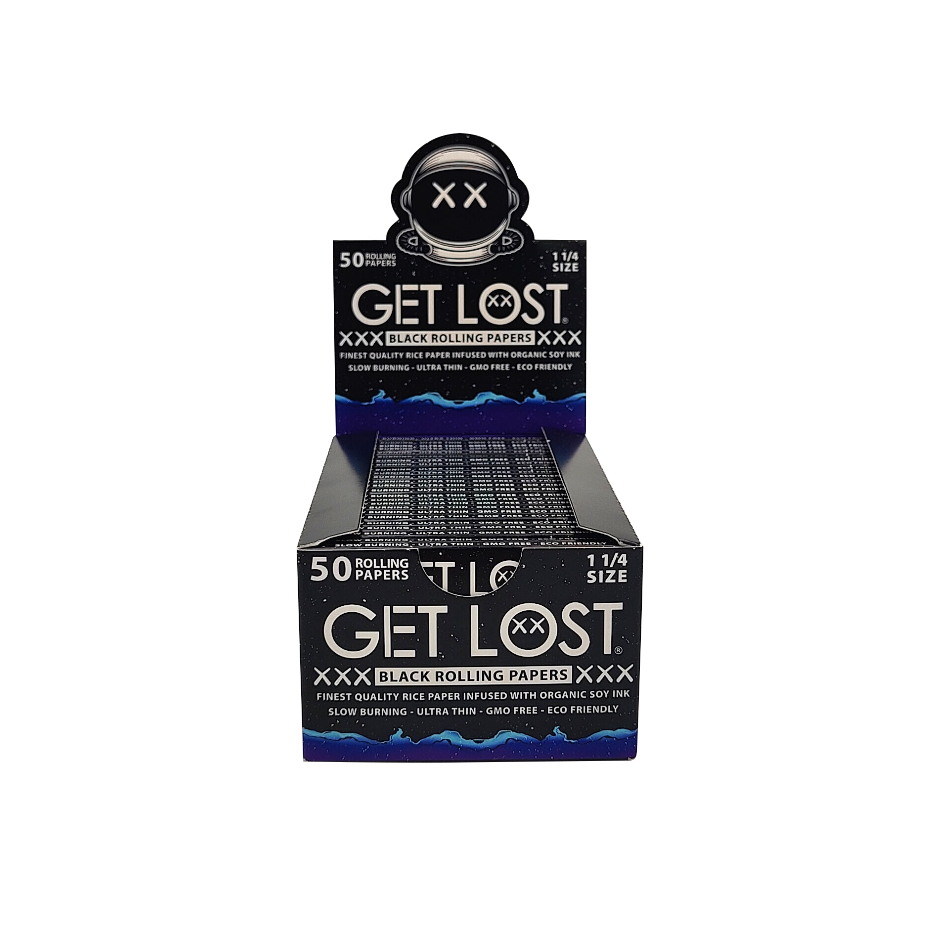 BRP-114-005 – Get Lost – Black Rolling Papers – (50 Count) (1 1/4″)