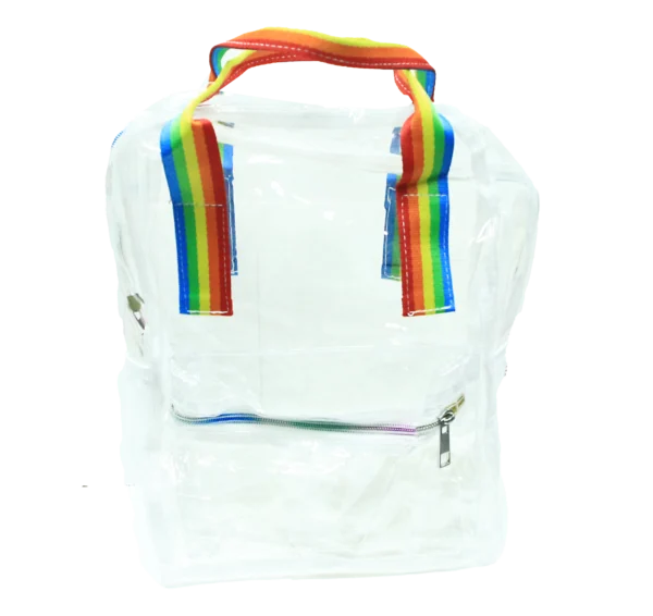 CBS-RBW-001 Clear Bag Collection – Clear Square Backpack (Rainbow)