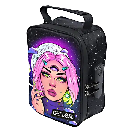 CSB-SL-001 Get Lost Premium Saffiano Leather Stash Bag (Pink Hair Third Eye Girl)