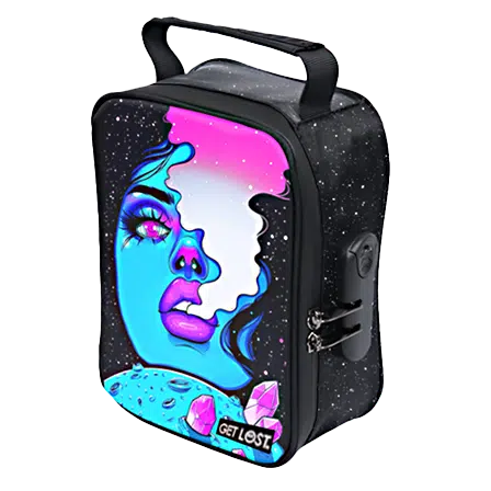 CSB-SL-002 Get Lost Premium Saffiano Leather Stash Bag (Galaxy Blue Smoking Girl)