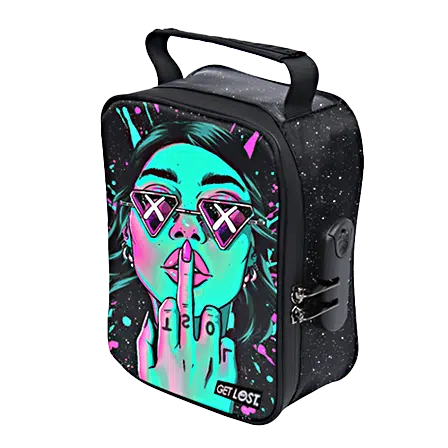 CSB-SL-003 Get Lost Premium Saffiano Leather Stash Bag (Green Girl Middle Finger)