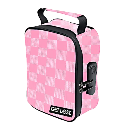 CSB-SL-016 Get Lost Premium Saffiano Leather Stash Bag (Pink Squares)