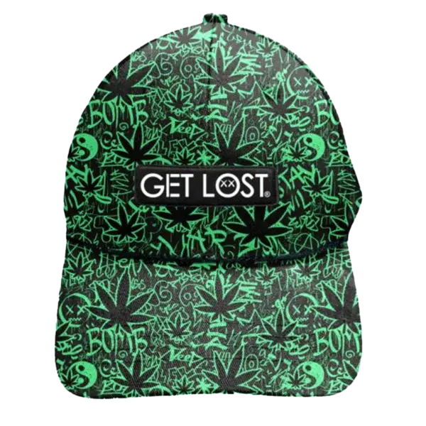 CWSPP-020 New! Get Lost Secret Zipper Pocket Cap – Smell-Proof Stash Hat (Green Weed Bomb)