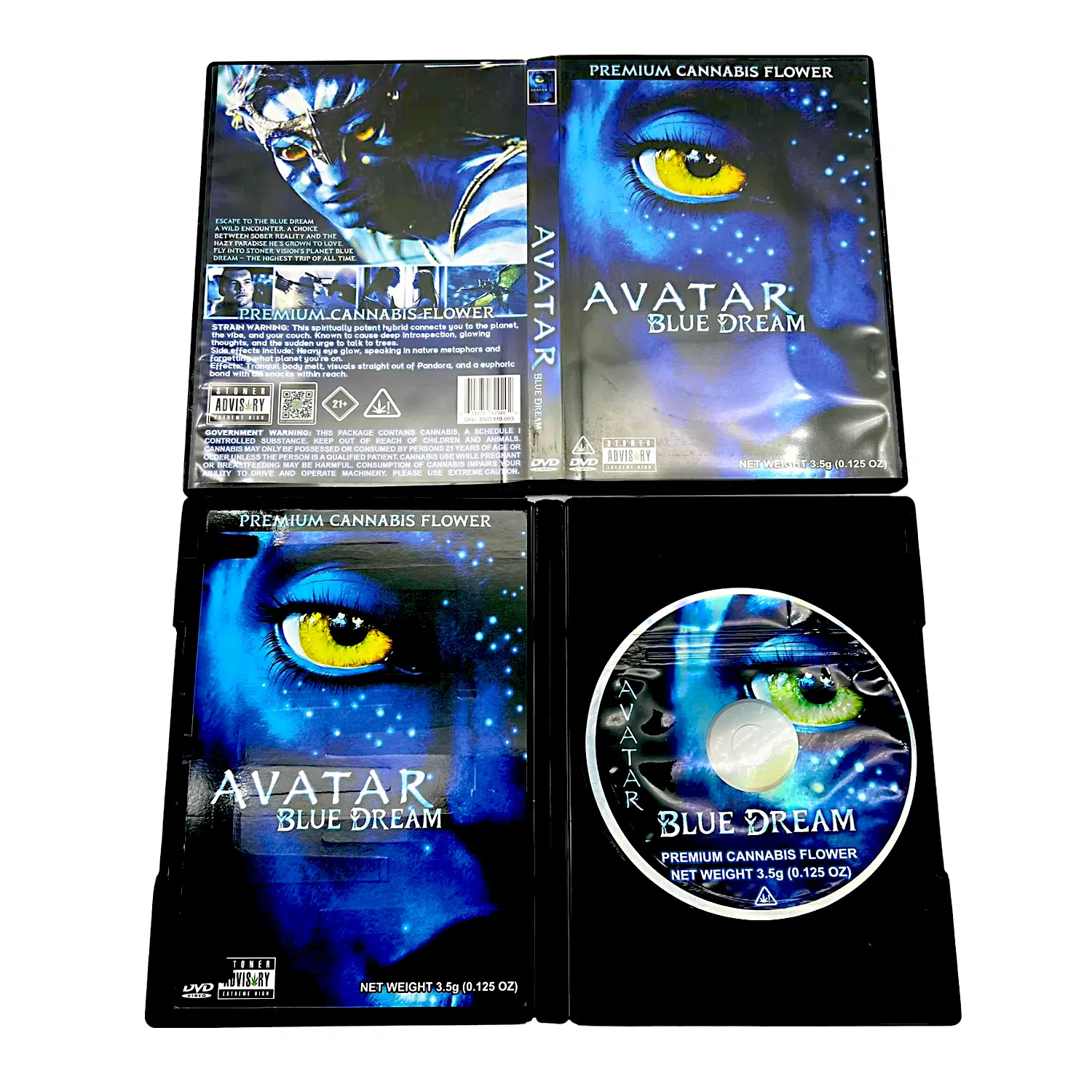 3.5 Gram Mylar Bag – Premium Mylar Bag + DVD Case Set – Avatar Blue Dream – DVD-MB-003