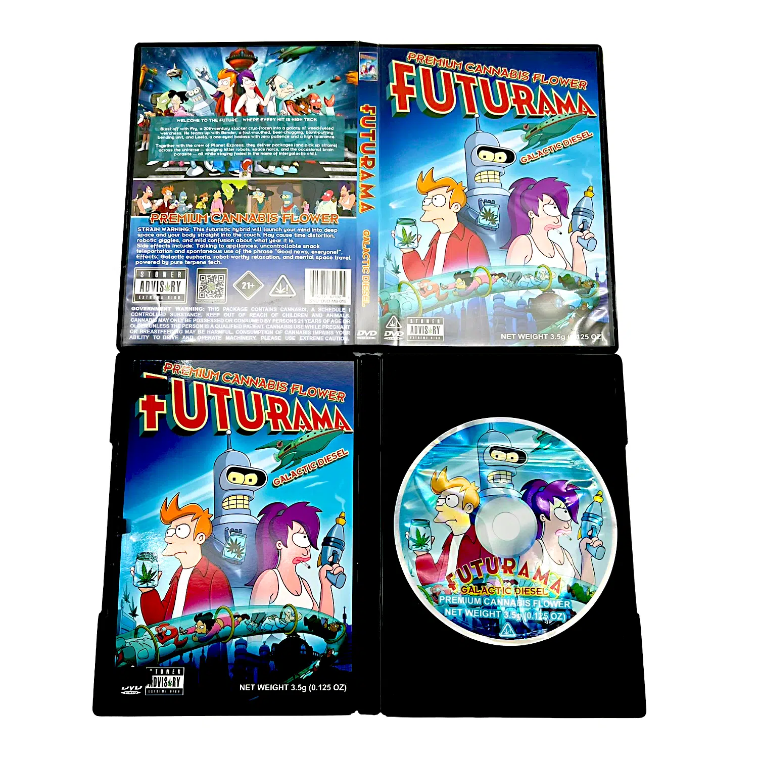 3.5 Gram Mylar Bag – Premium Mylar Bag + DVD Case Set – Futurama Galactic Diesel – DVD-MB-015