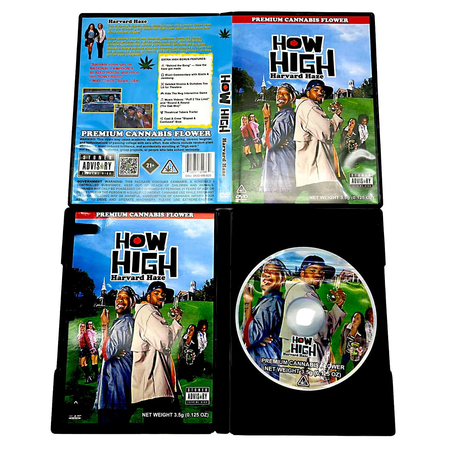 3.5 Gram Mylar Bag – Premium Mylar Bag + DVD Case Set – How High Harvard Haze – DVD-MB-020