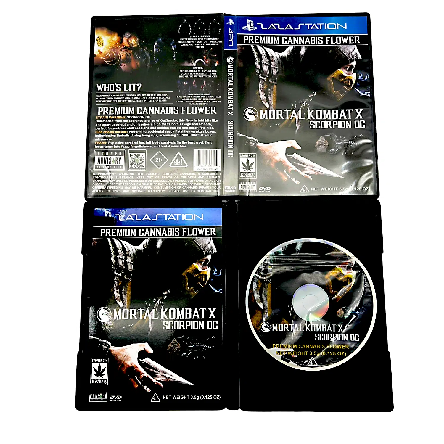 3.5 Gram Mylar Bag – Premium Mylar Bag + DVD Case Set – Mortal Kombat X Scorpion OG – DVD-MB-025
