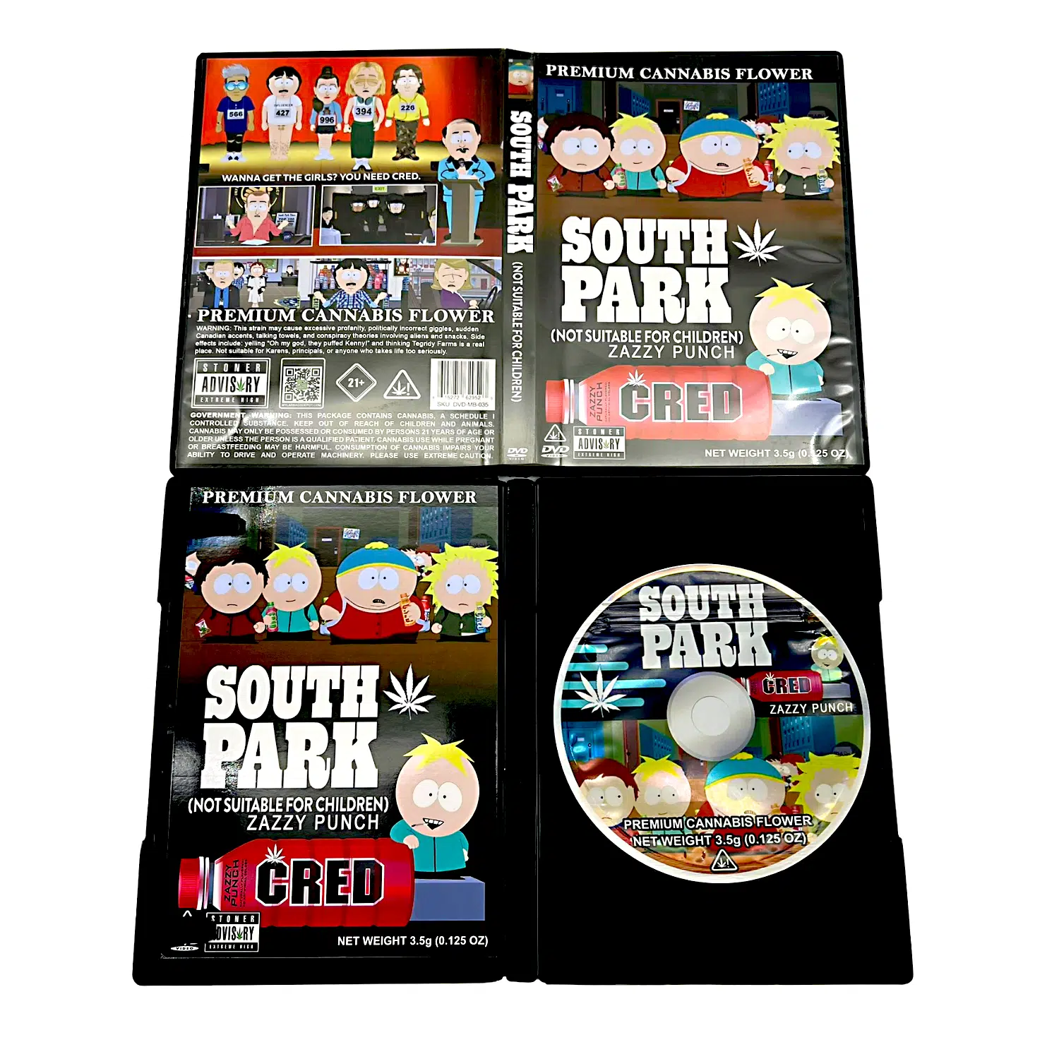 3.5 Gram Mylar Bag – Premium Mylar Bag + DVD Case Set – South Park Cred – DVD-MB-035