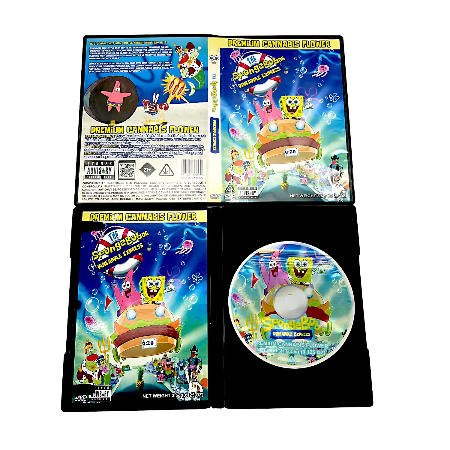3.5 Gram Mylar Bag – Premium Mylar Bag + DVD Case Set – SpongeBob OG – DVD-MB-036