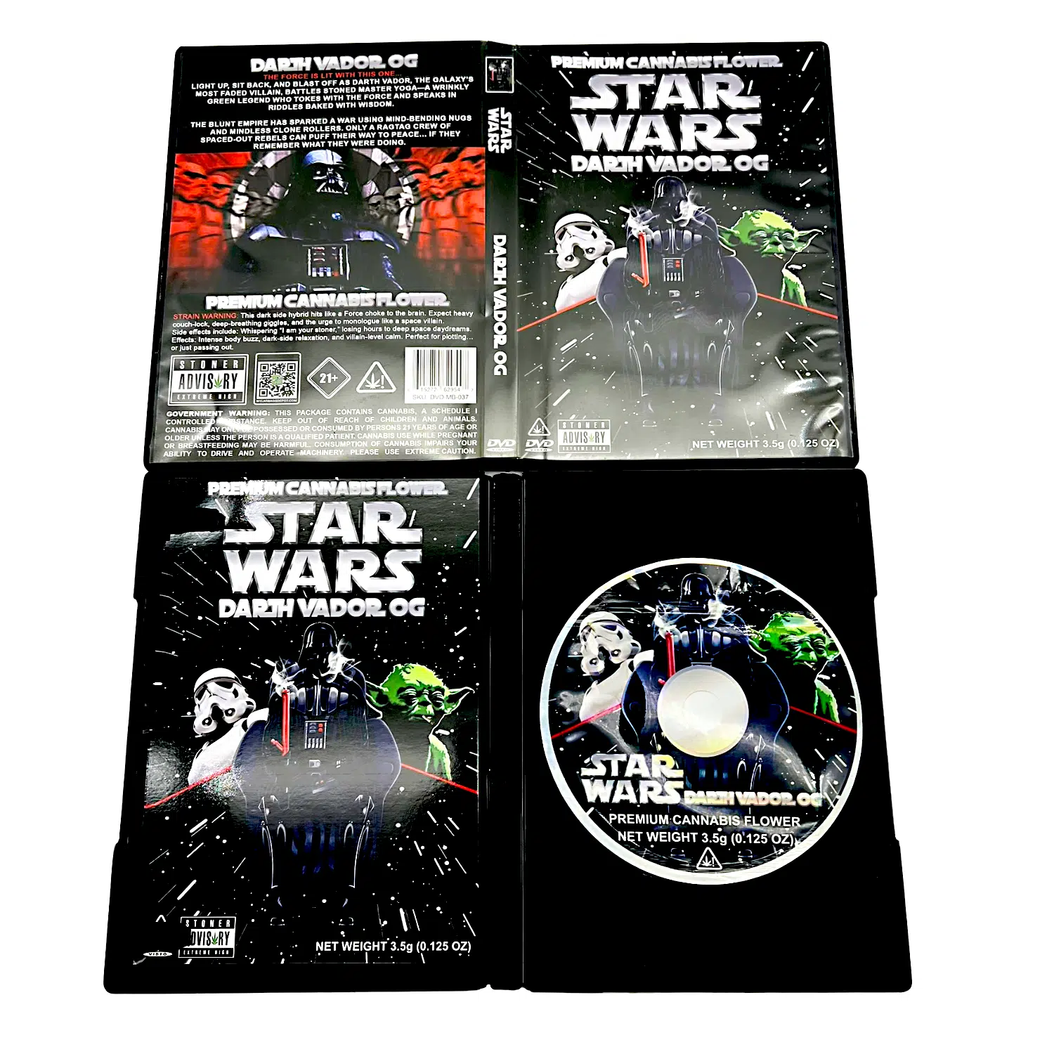 3.5 Gram Mylar Bag – Premium Mylar Bag + DVD Case Set – Star Wars Darth Vador OG – DVD-MB-037
