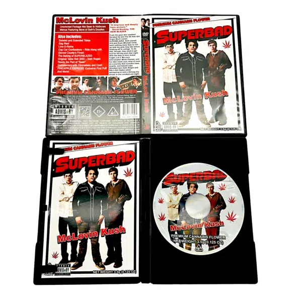 3.5 Gram Mylar Bag – Premium Mylar Bag + DVD Case Set - Superbad McLovin Kush - DVD-MB-039
