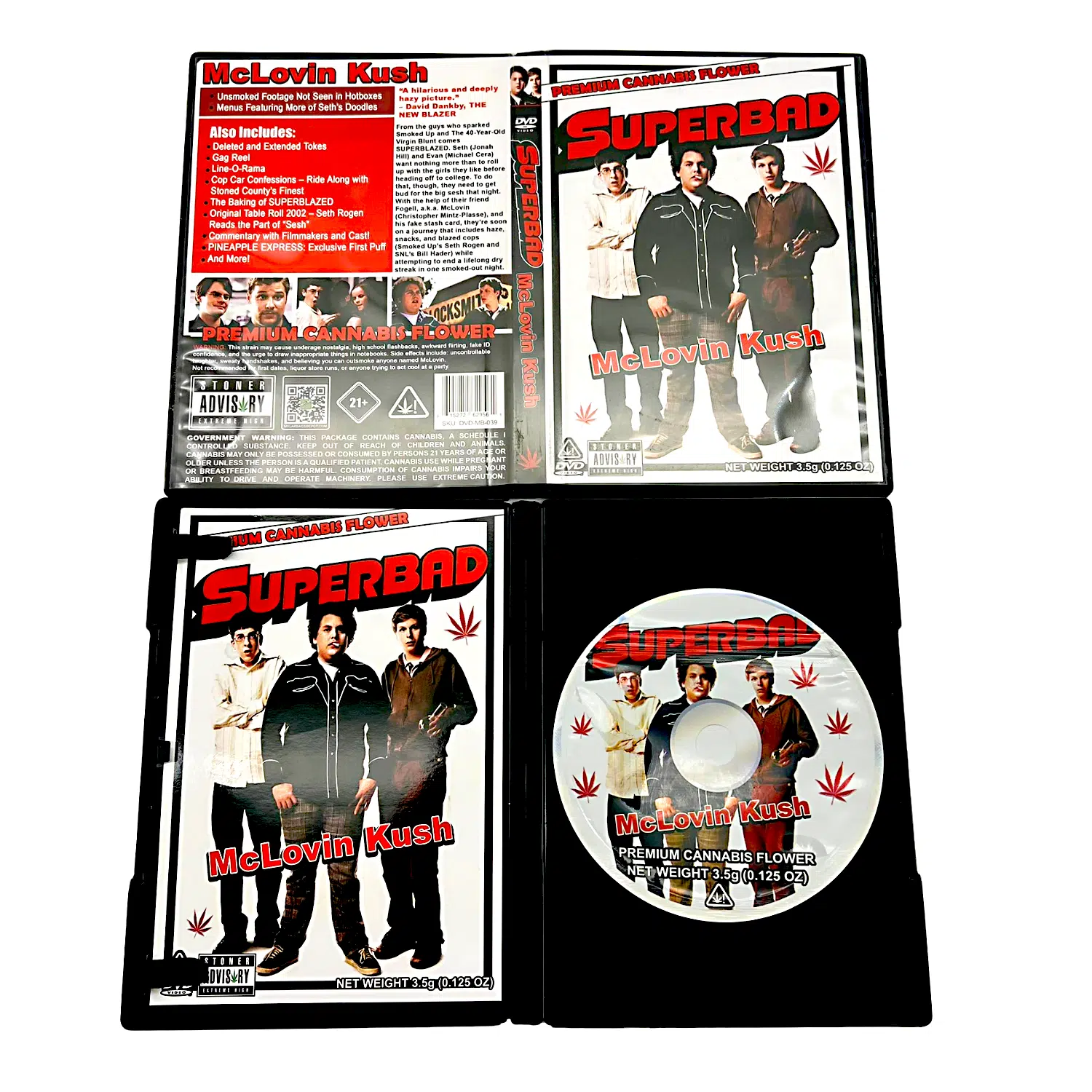 3.5 Gram Mylar Bag – Premium Mylar Bag + DVD Case Set – Superbad McLovin Kush – DVD-MB-039