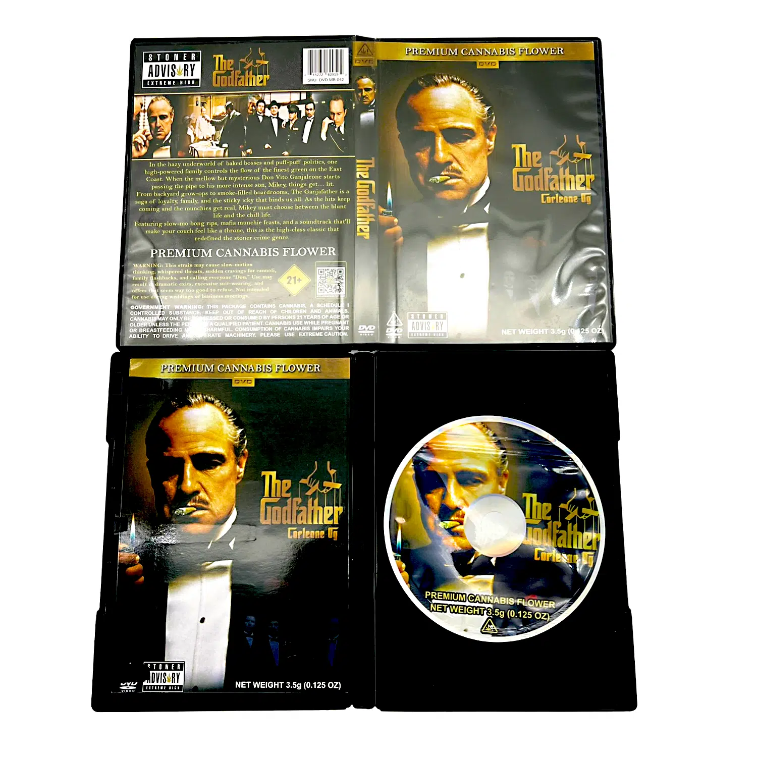 3.5 Gram Mylar Bag – Premium Mylar Bag + DVD Case Set – The Godfather Corleane OG – DVD-MB-042
