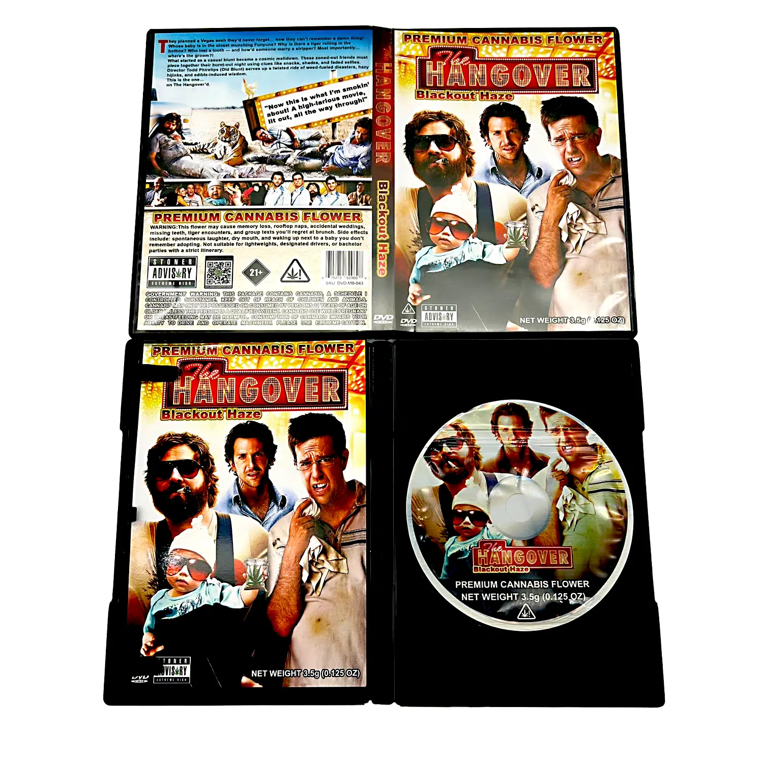 3.5 Gram Mylar Bag – Premium Mylar Bag + DVD Case Set – The Hangover Blackout Haze – DVD-MB-043