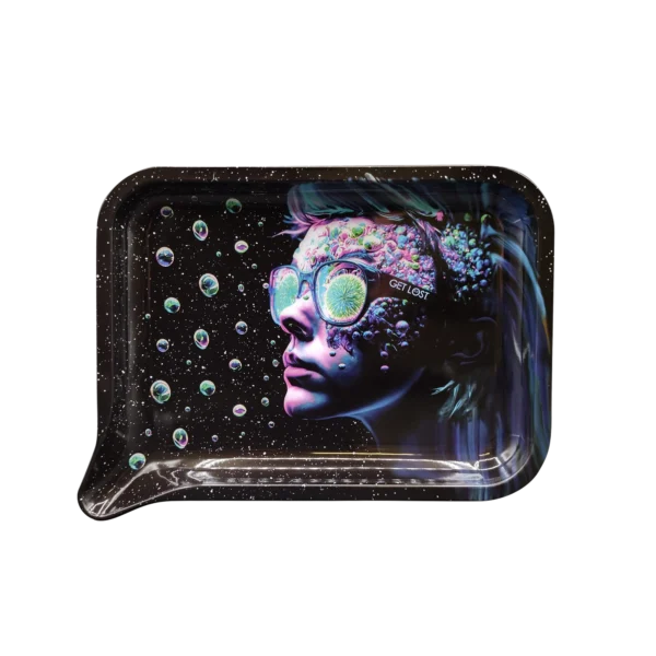 FRT-007 Get Lost Medium Funnel Rolling Tray – No Lid (Trippy Guy)