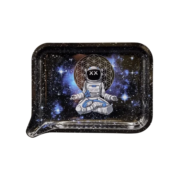 FRT-015 Get Lost Medium Funnel Rolling Tray – No Lid (Astronaut Meditating)