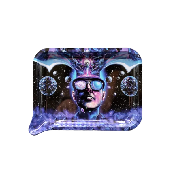 FRT-017 Get Lost Medium Funnel Rolling Tray – No Lid (Guy Expanding Mind)
