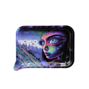 FRT-045 Get Lost Medium Funnel Rolling Tray – No Lid (Wide Eye Alien Girl)