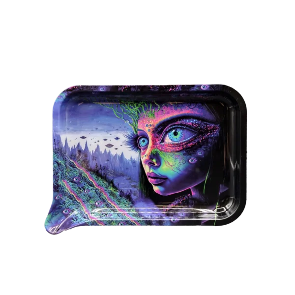 FRT-045 Get Lost Medium Funnel Rolling Tray – No Lid (Wide Eye Alien Girl)