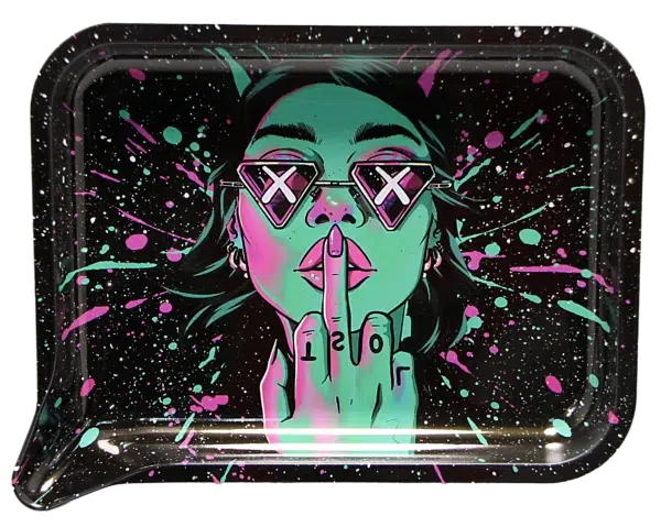 FRT3D-028 Get Lost Medium Funnel Rolling Tray with 3D Magnetic Lid (Get Lost Green Girl Middle Finger) - Image 3