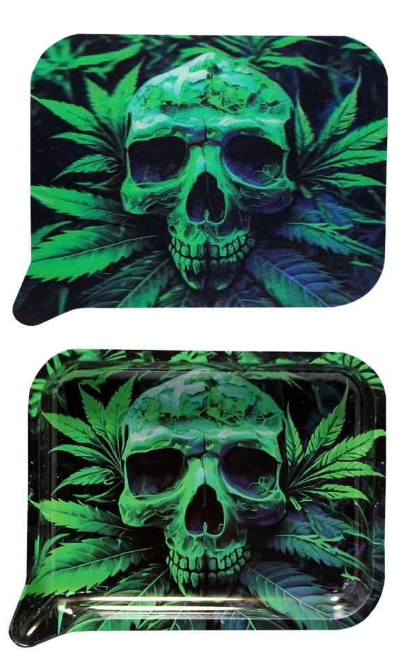 FRT3D-029 Get Lost Medium Funnel Rolling Tray with 3D Magnetic Lid (Get Lost Green Skull) - Image 2