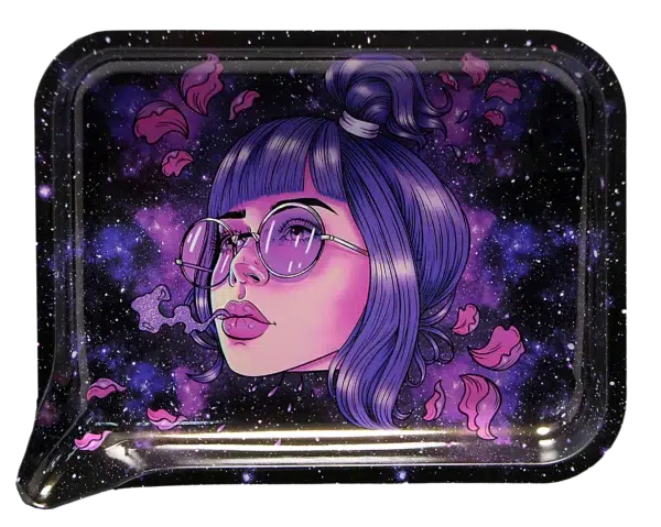 FRT3D-030 Get Lost Medium Funnel Rolling Tray with 3D Magnetic Lid (Get Lost Purple Hair Girl With Glasses) - Image 3