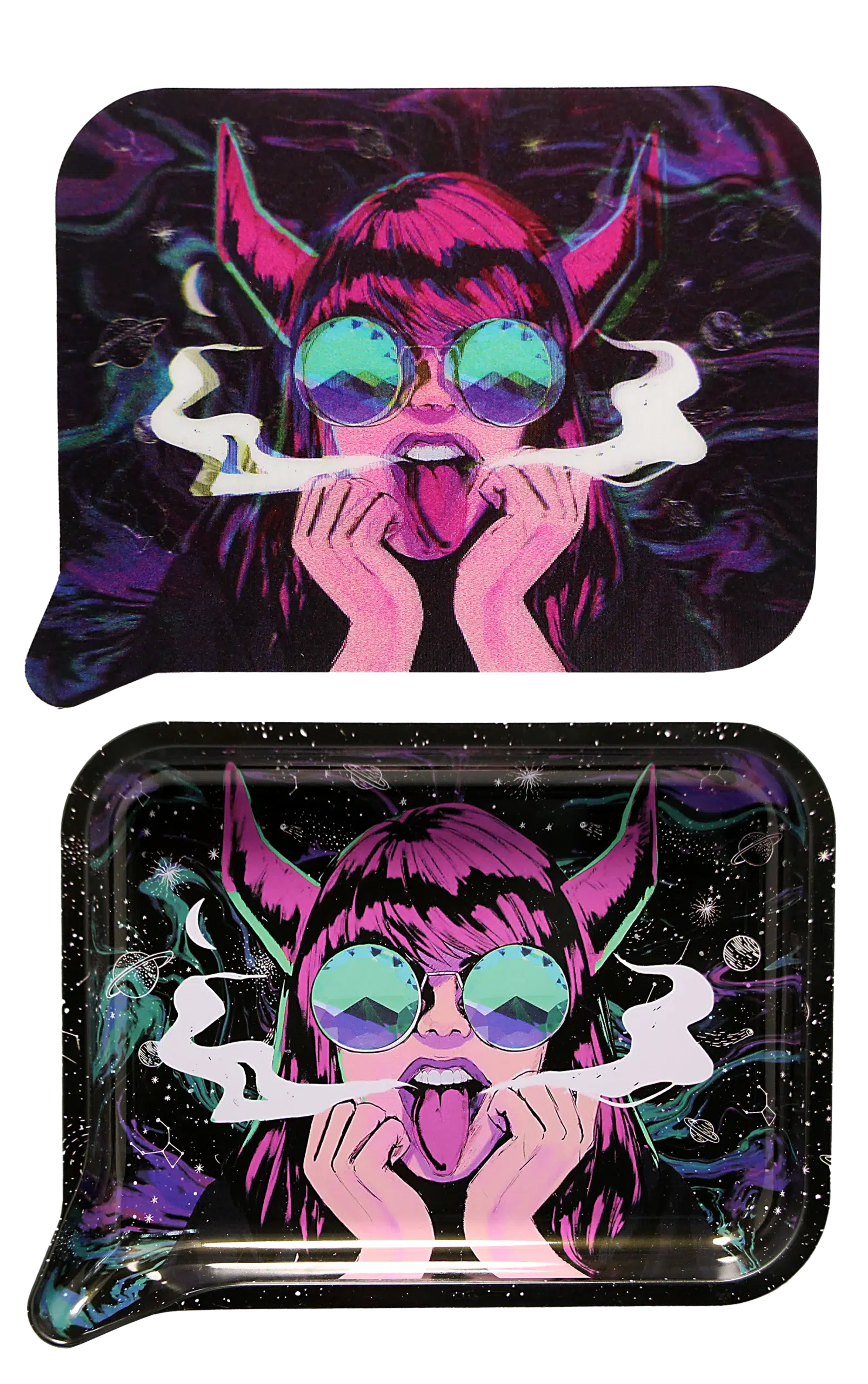 FRT3D-034 Get Lost Medium Funnel Rolling Tray with 3D Magnetic Lid (Get Lost Red Horn Girl) - Image 2