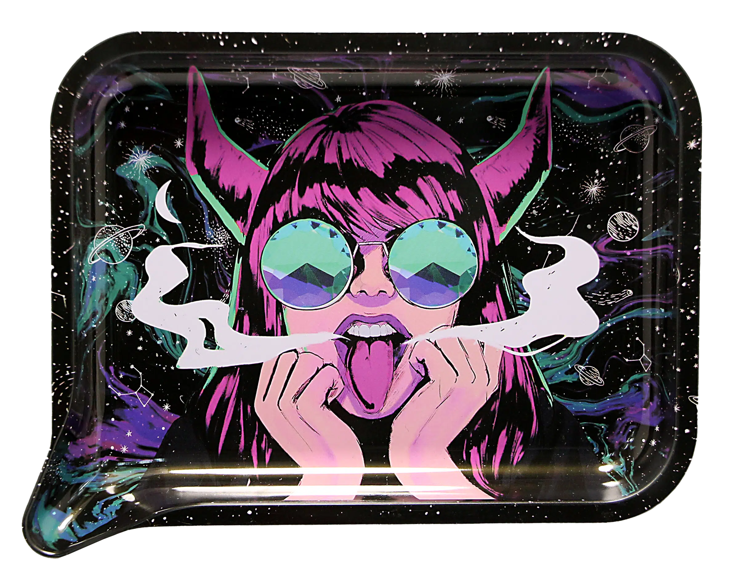 FRT3D-034 Get Lost Medium Funnel Rolling Tray with 3D Magnetic Lid (Get Lost Red Horn Girl) - Image 3