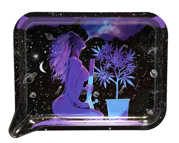 FRT3D-035 Get Lost Medium Funnel Rolling Tray with 3D Magnetic Lid (Get Lost Hot Girl Smoking Pipe) - Image 3