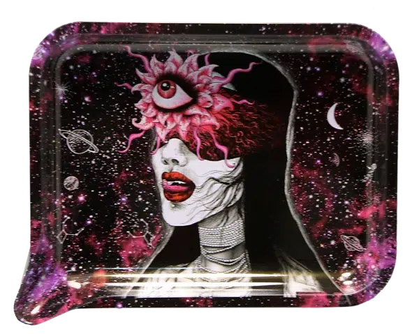 FRT3D-038 Get Lost Medium Funnel Rolling Tray with 3D Magnetic Lid (Get Lost Black Hair Third Red Eye) - Image 3