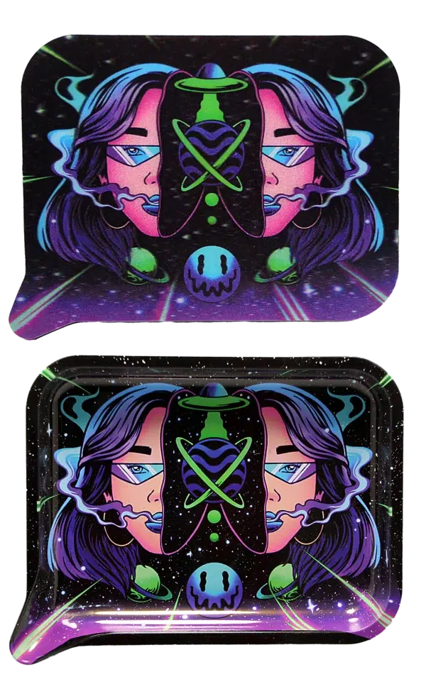 FRT3D-039 Get Lost Medium Funnel Rolling Tray with 3D Magnetic Lid (Get Lost Girl Split Face) - Image 2